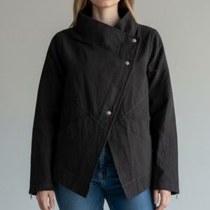 NEW! S Parsley & Sage Black Asymmetrical Snap-Front  Jacket 4337